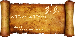 Zádor József névjegykártya
