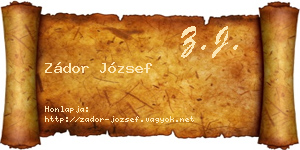 Zádor József névjegykártya